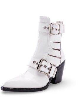 Jeffrey Campbell Guadalupe White Leather Ankle Bootie Size 8